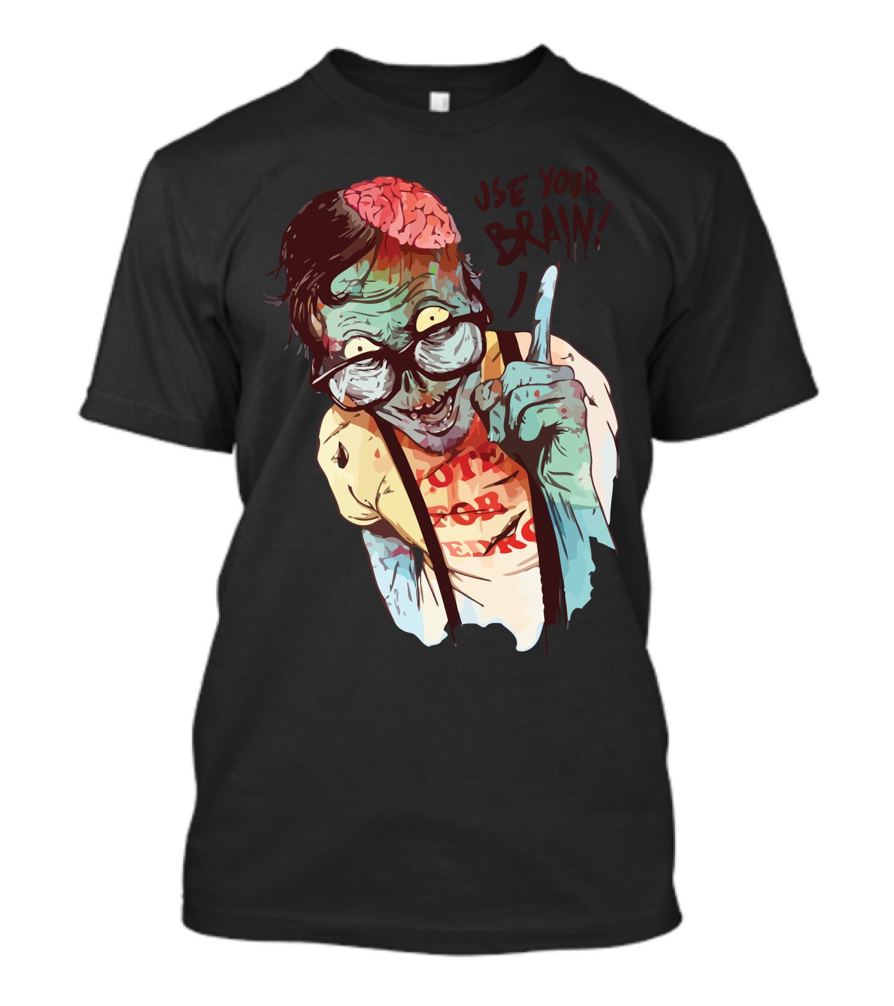 Use Your Brain Zombie Illustration With Glasstrousers And Exposed Brain T-Shirt