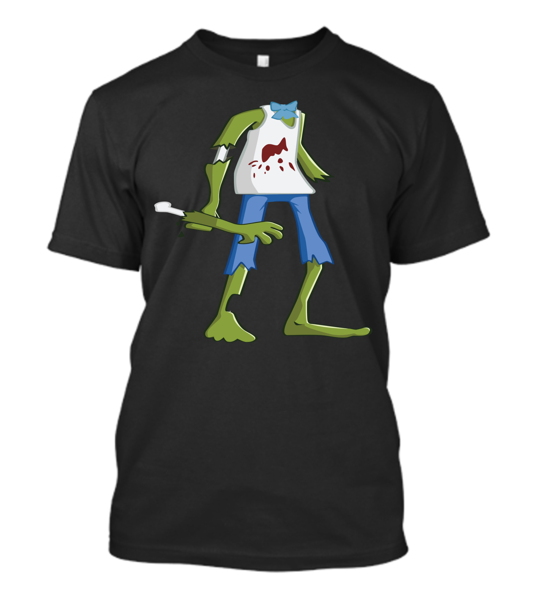 Zombie Missing Parts With Blue Bow Tie And Bloodstained T-Shirt