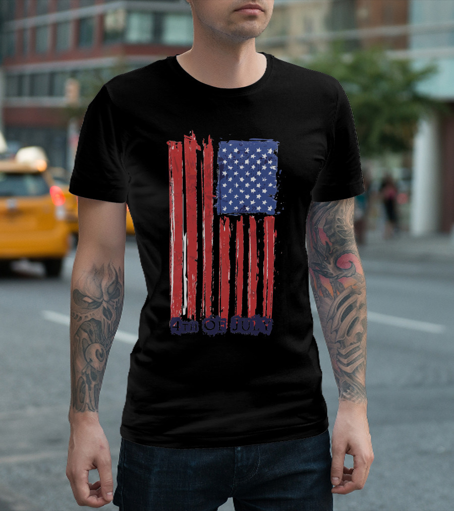 4Th Of July American Flag Vintage Paint T-Shirt