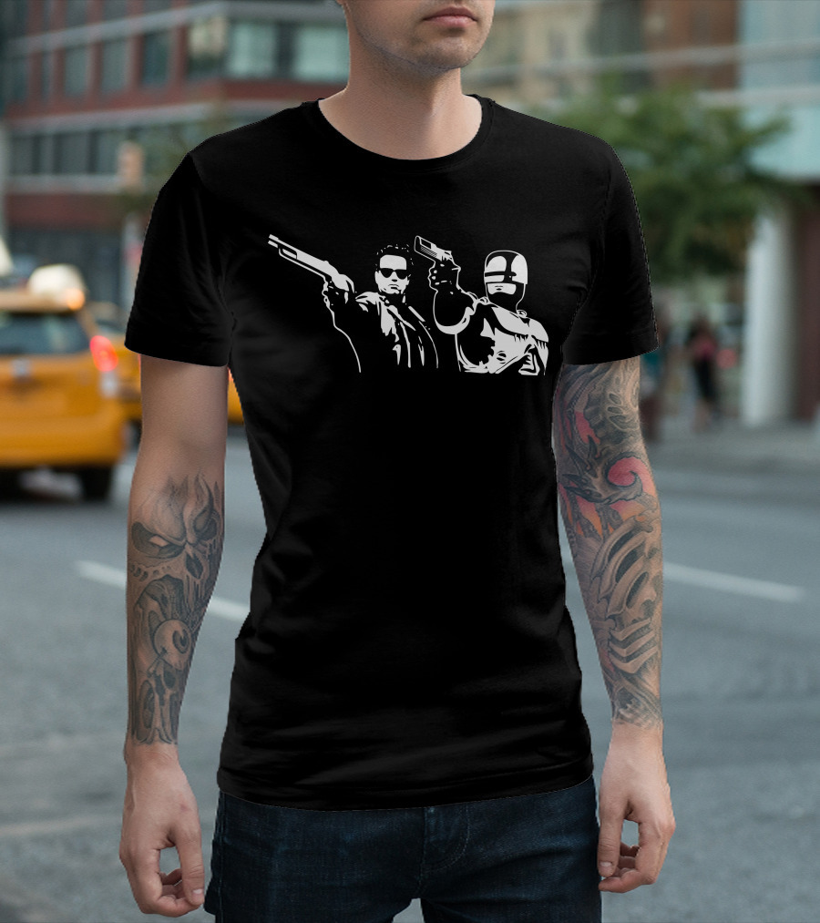 Pulp Bot Fiction Robots Showdown T-Shirt
