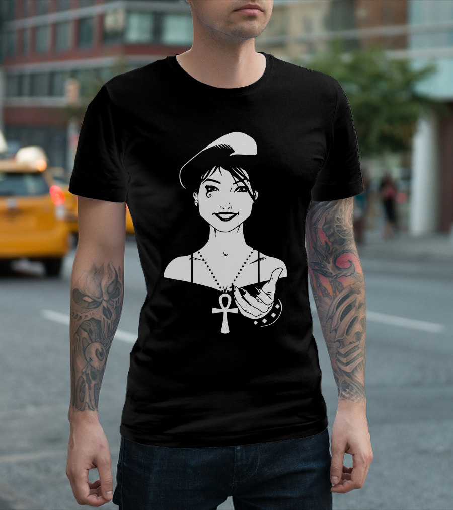 Come With Me If You Want To Die Ankh Necklace Woman Offering a Hand T-Shirt