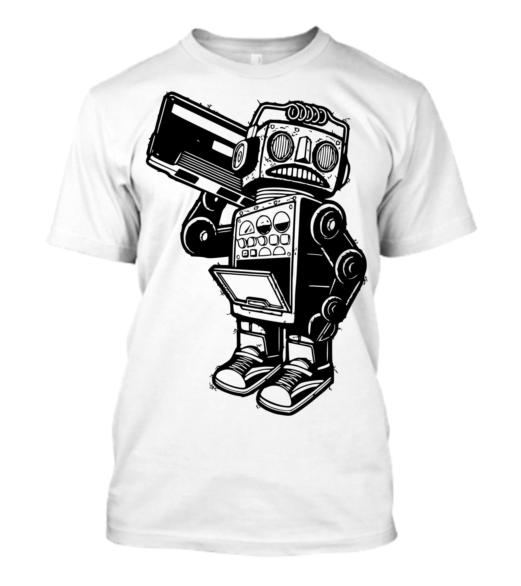Retro Robot Boombox Dance Music T-Shirt