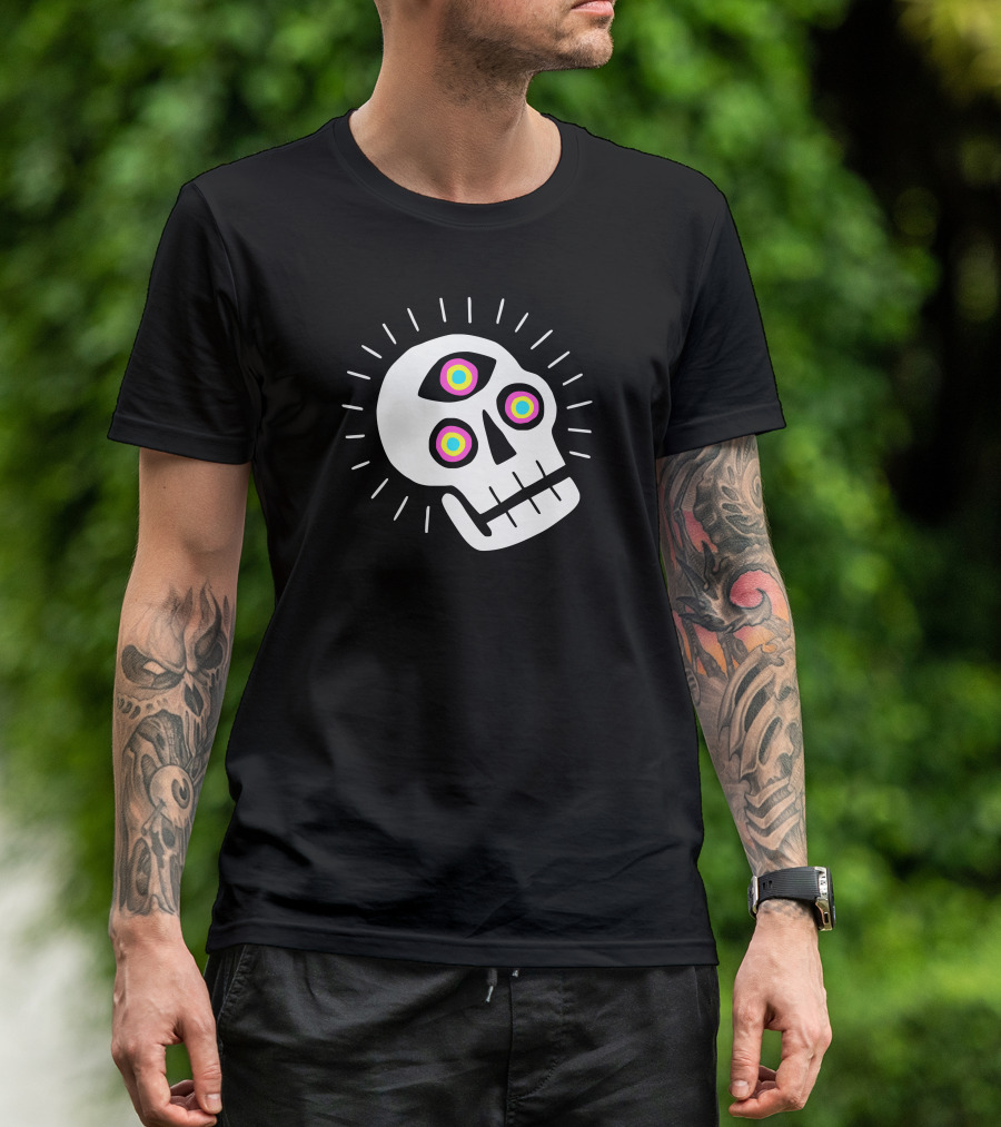 Enlight Third Eye Colorful Skull With Radiant Lines T-Shirt