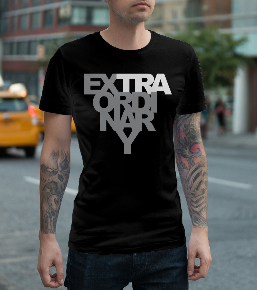 EXTRAORDINARY Bold Typography Black And White Optical Illusion T-Shirt