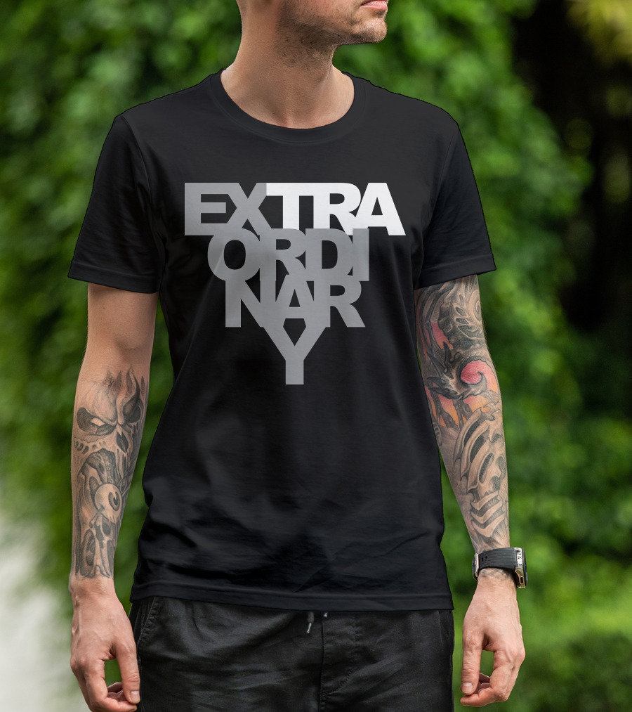 EXTRAORDINARY Bold Typography Black And White Optical Illusion T-Shirt
