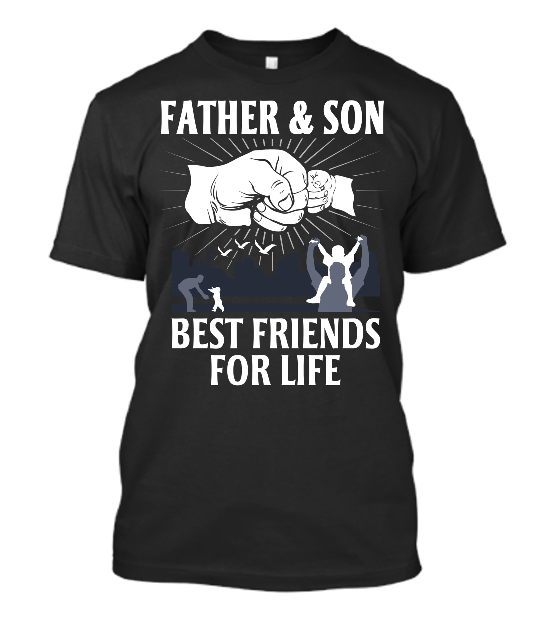 Father And Son Best Friends For Life Fist Bump Silhouette Connection T-Shirt