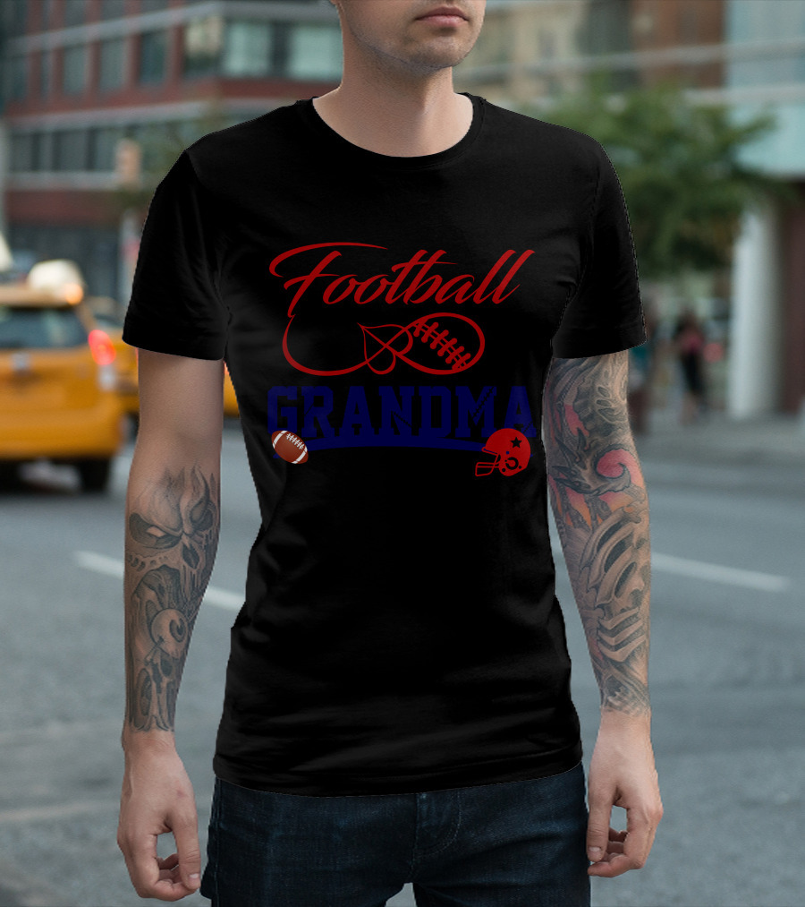 Football Grandma Infinity Heart Helmet Football T-Shirt