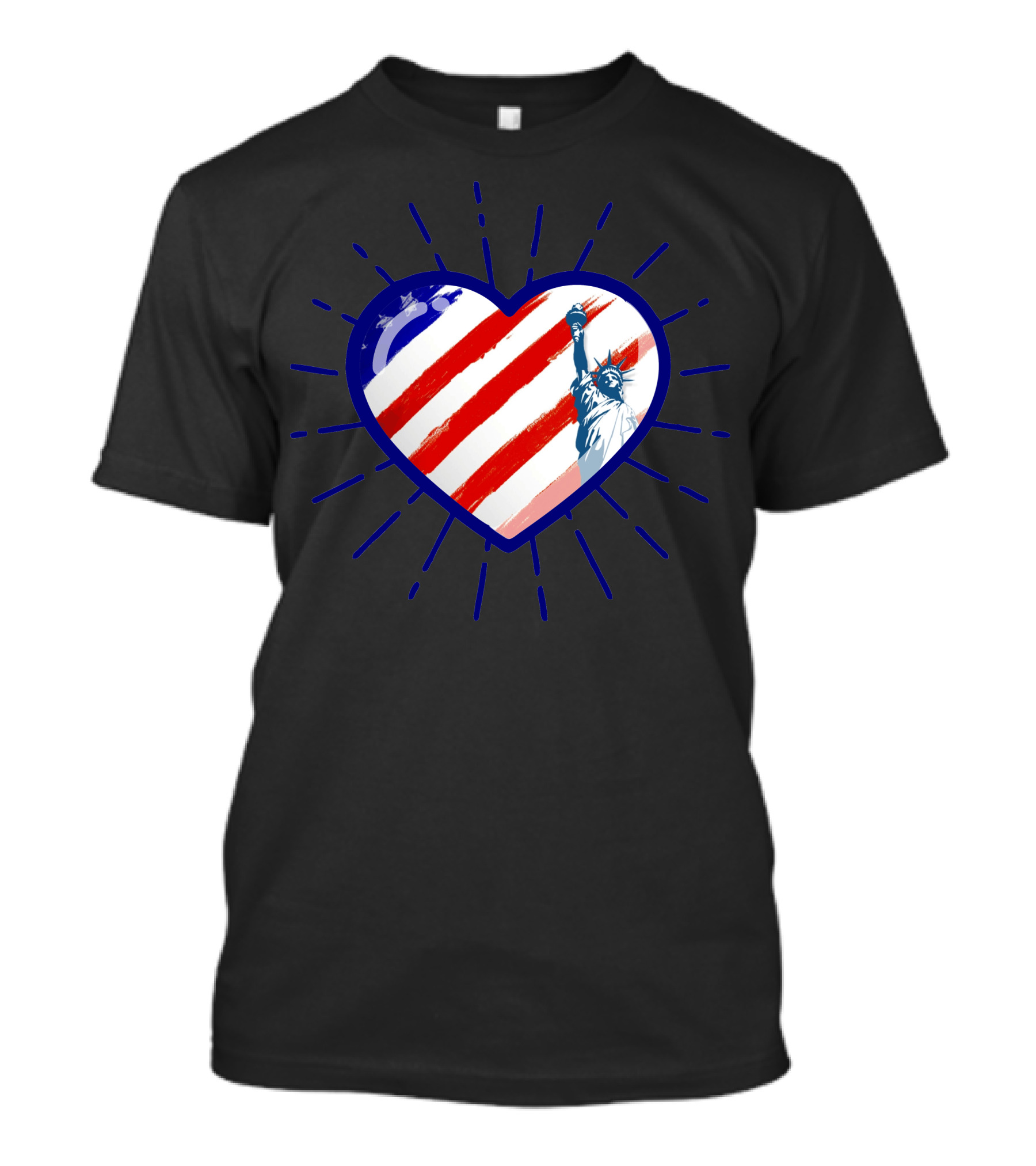 Heart USA Flag Fourth July Freedom America USA T-Shirt