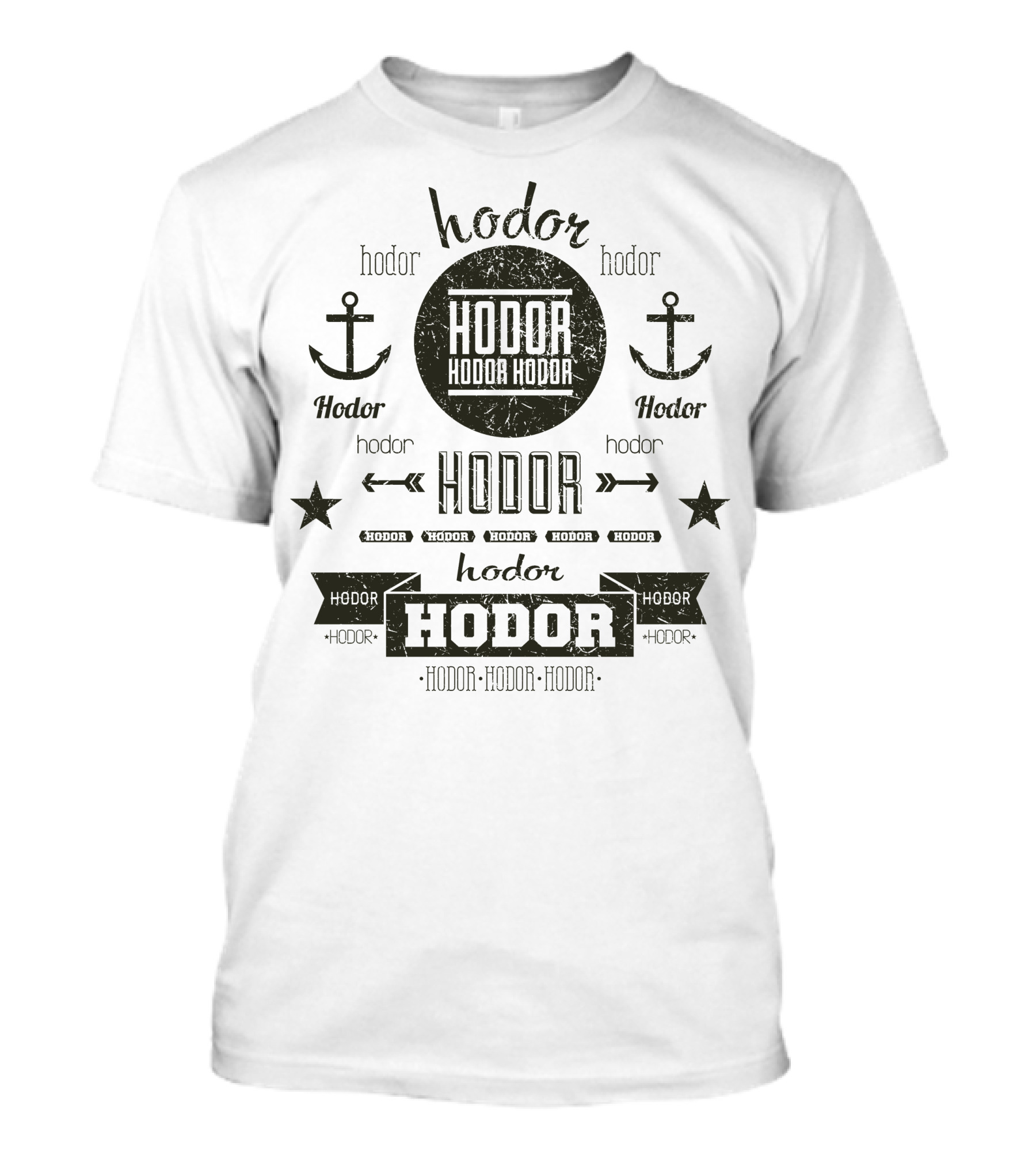 Hodor Hodor Hodor Hipster Nautical Anchors T-Shirt