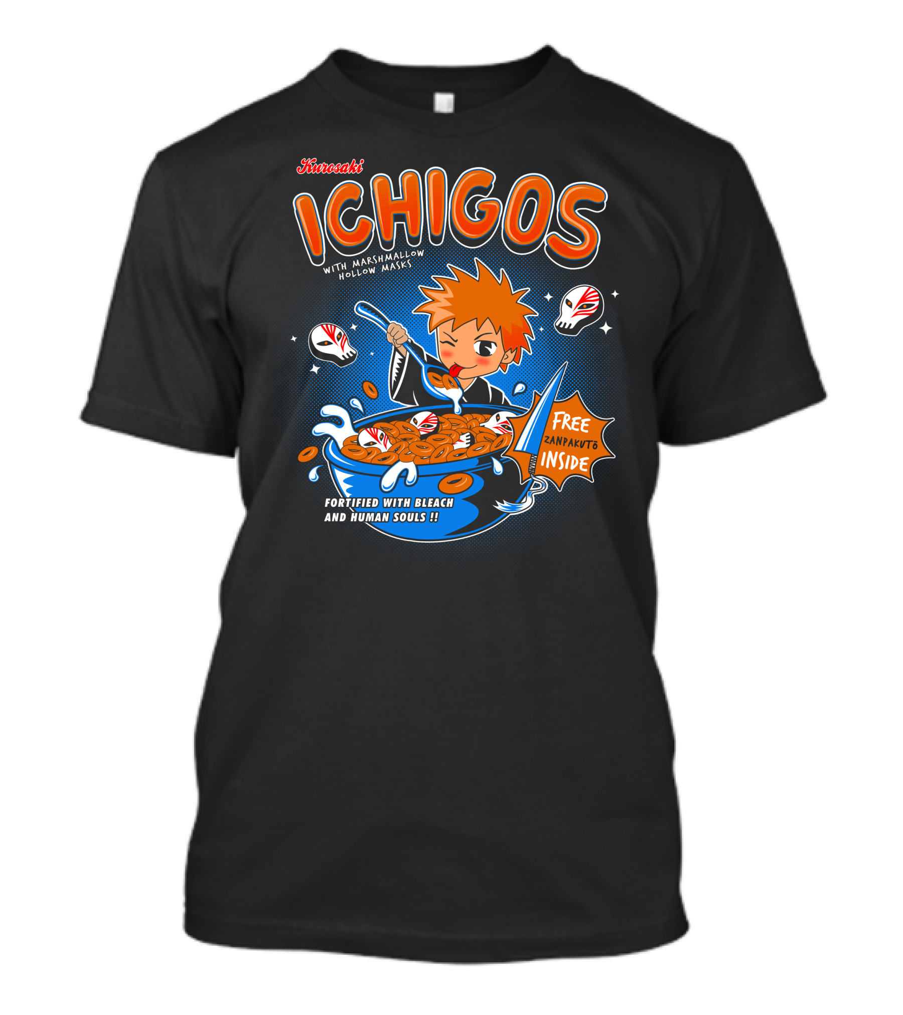 Kurosaki Ichigos With Marshmallow Hollow Masks Fortified With Bleach And Human Souls Free Zanpakutō Inside T-Shirt