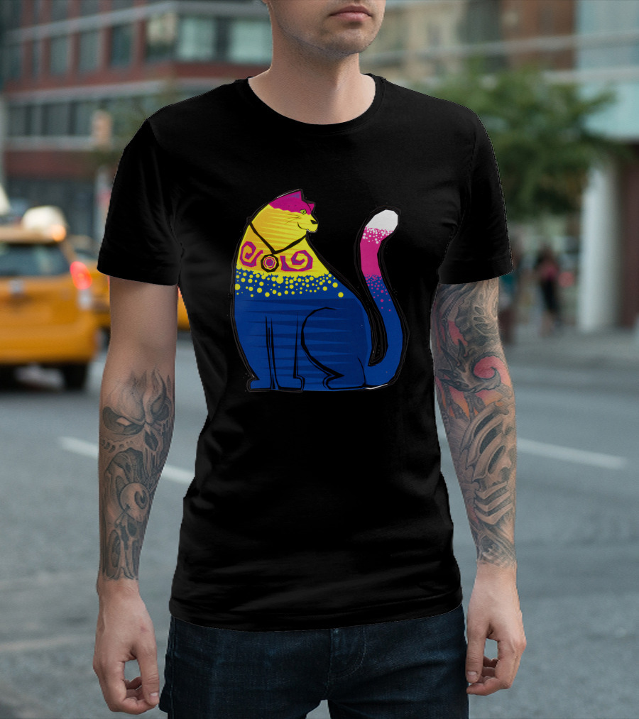 Majestic Neon Cat with Vibrant Colorful T-Shirt