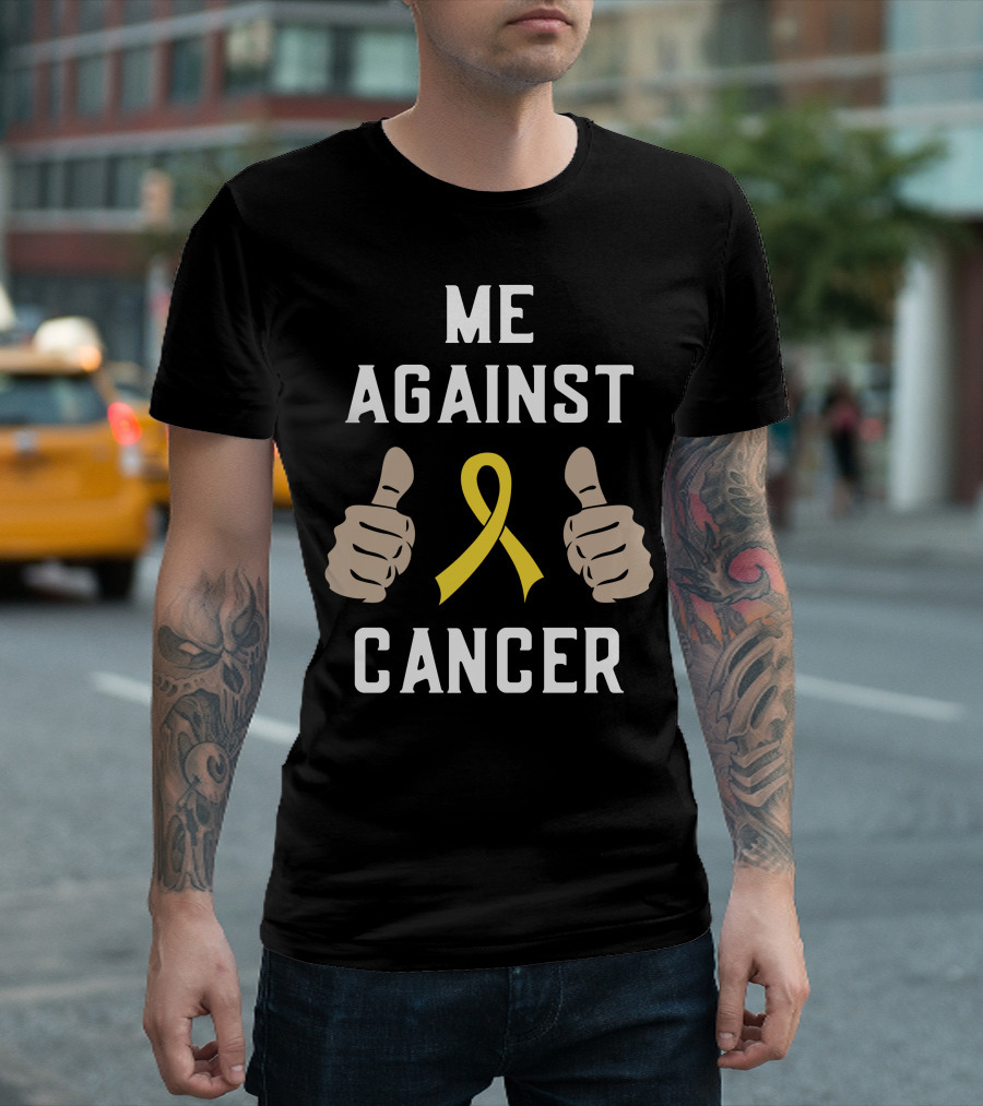 Me Against Cancer Yellow Ribbon Thumbs Up T-Shirt