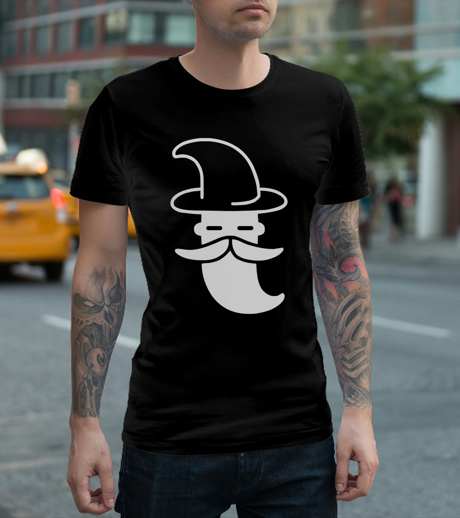 Minimal Wizard Hat And Mustache T-Shirt