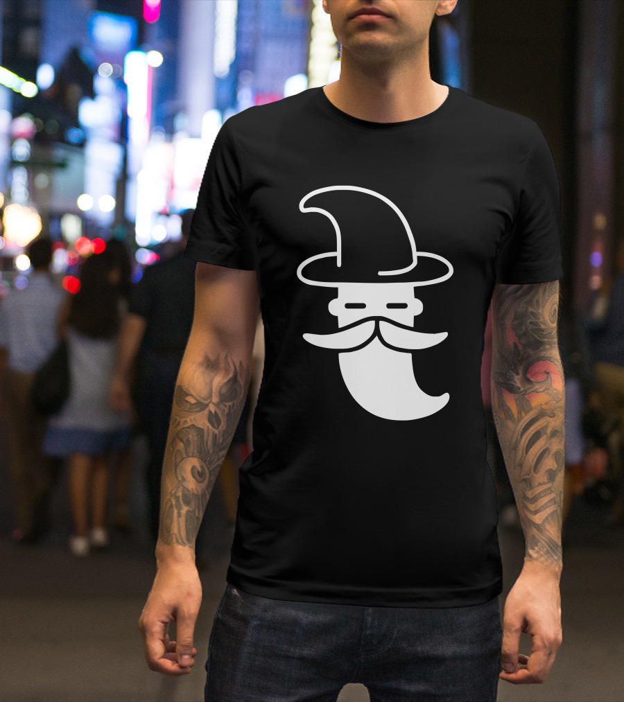 Minimal Wizard Hat And Mustache T-Shirt