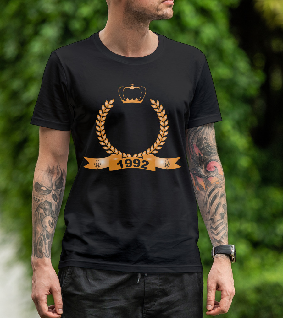 No Man Is Perfect Except Those Born In 1992 Crown Laurel Fleur-de-Lis T-Shirt