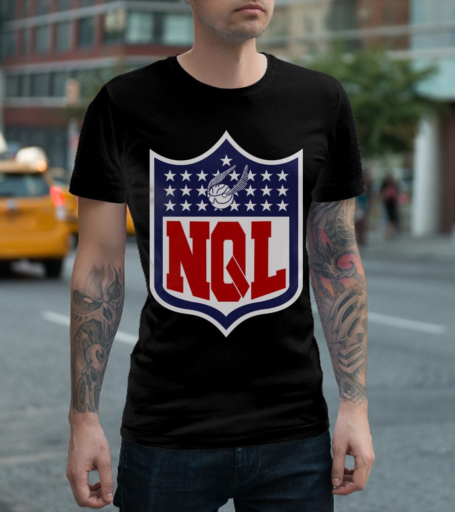 NQL Logo Parody With Flying Ball And Stars T-Shirt