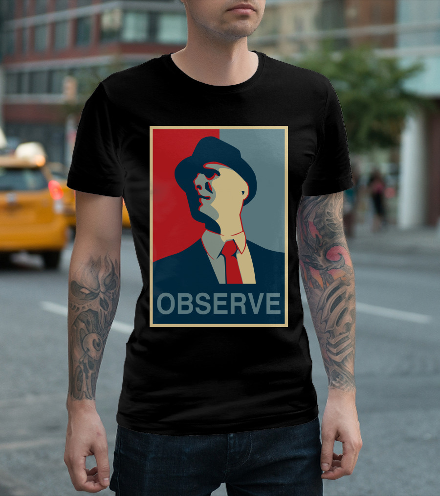 Observe Blue Red Silhouette Fedora T-Shirt