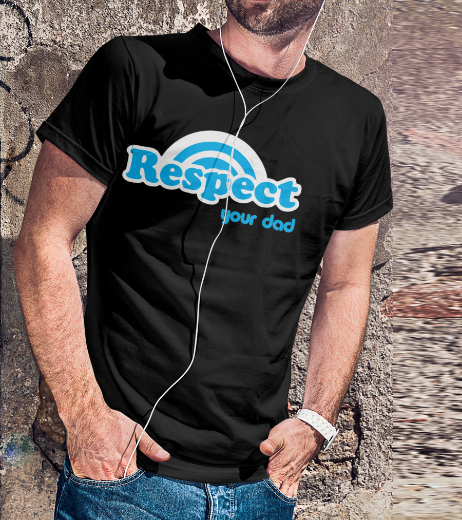 Respect Your Dad Retro Blue Rainbow T-Shirt