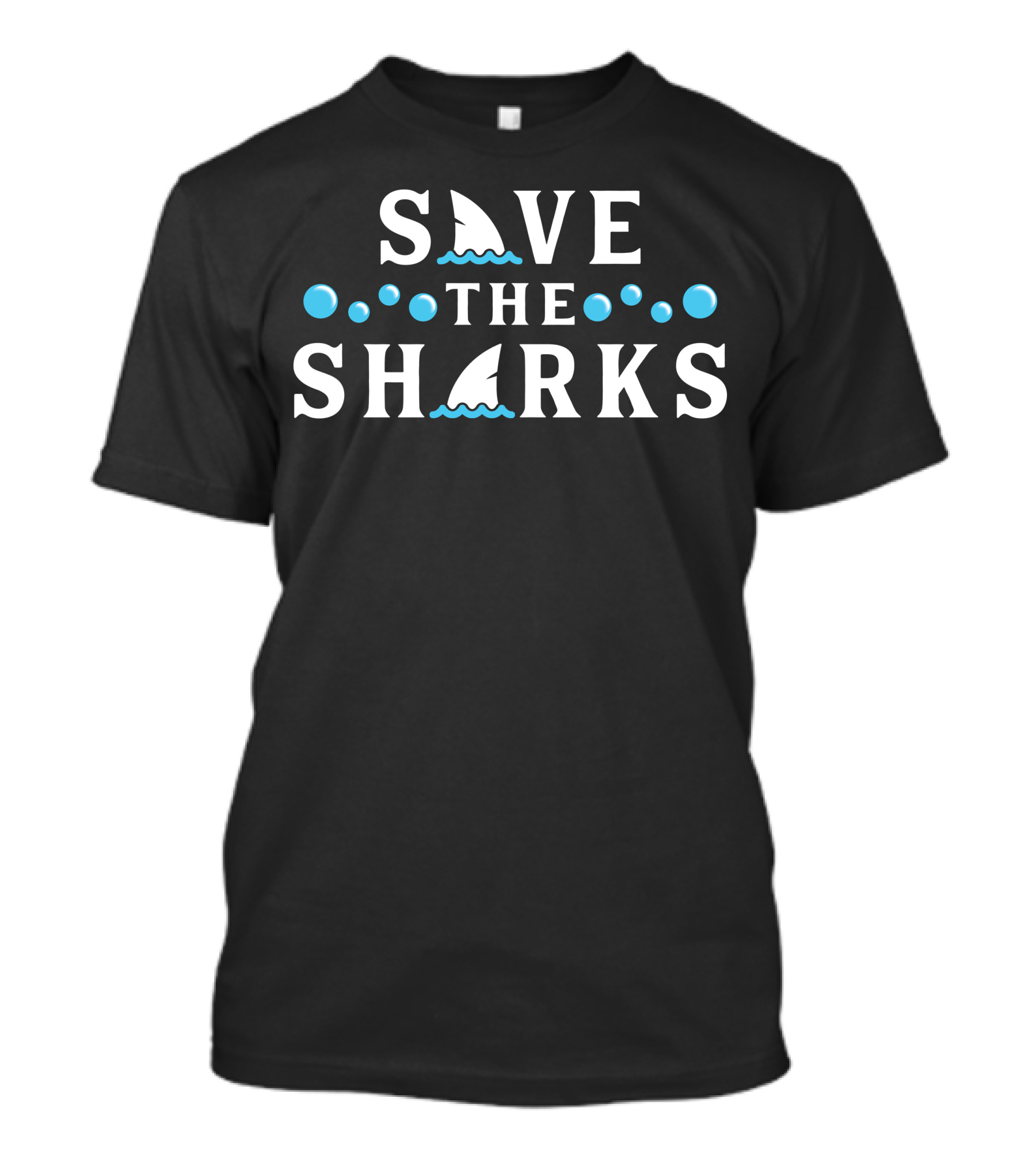 Save The Sharks With Shark Fins And Blue Bubbles T-Shirt