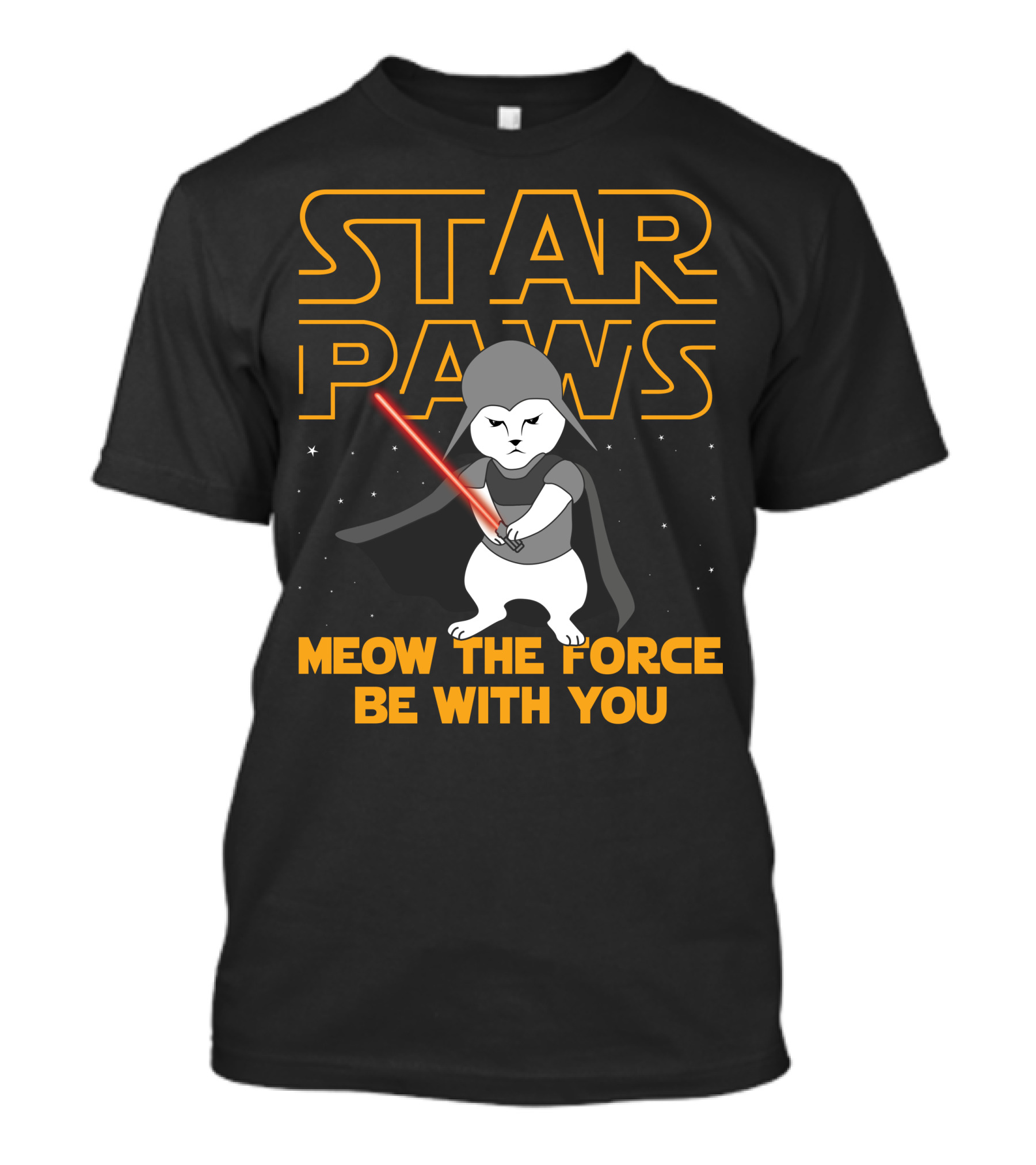 Star Paws Meow The Force Be With You Jedi Cat Lightsaber T-Shirt