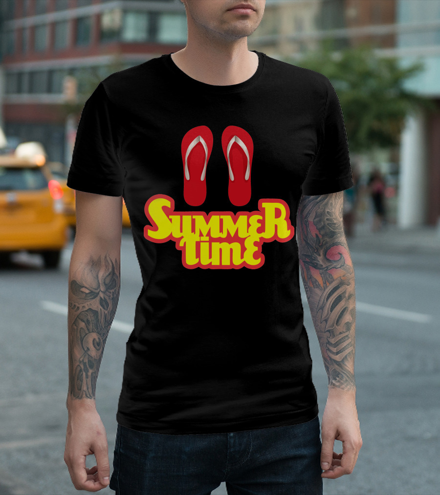 Summer Time Red Flip Flops Fun Vibes T-Shirt