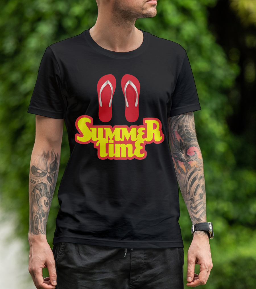 Summer Time Red Flip Flops Fun Vibes T-Shirt