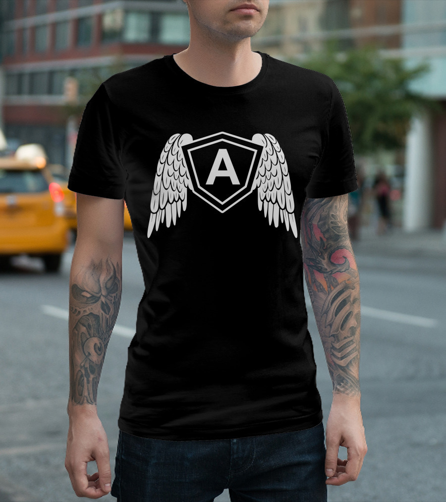 A Winged Shield Emblem with Letter A T-Shirt