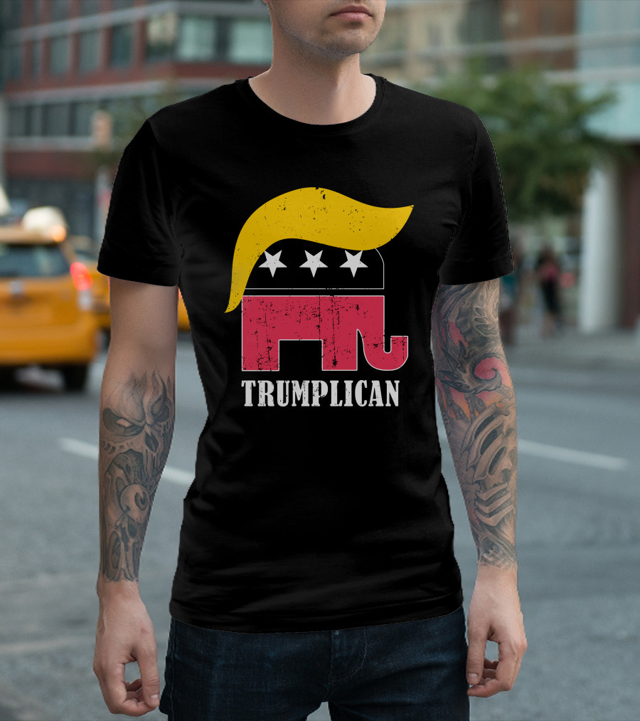 Trumplican Elephant with Stars and Hair T-Shirt