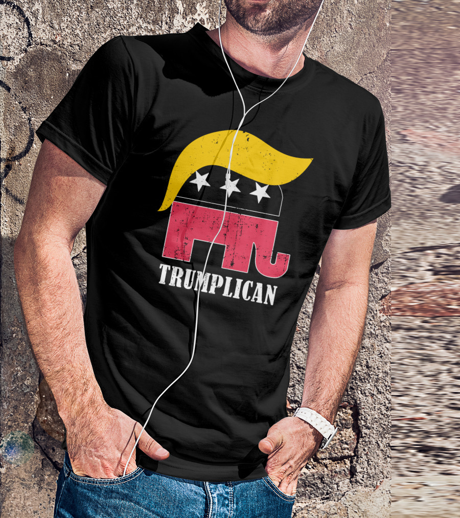 Trumplican Elephant With Stars And Hair T-Shirt