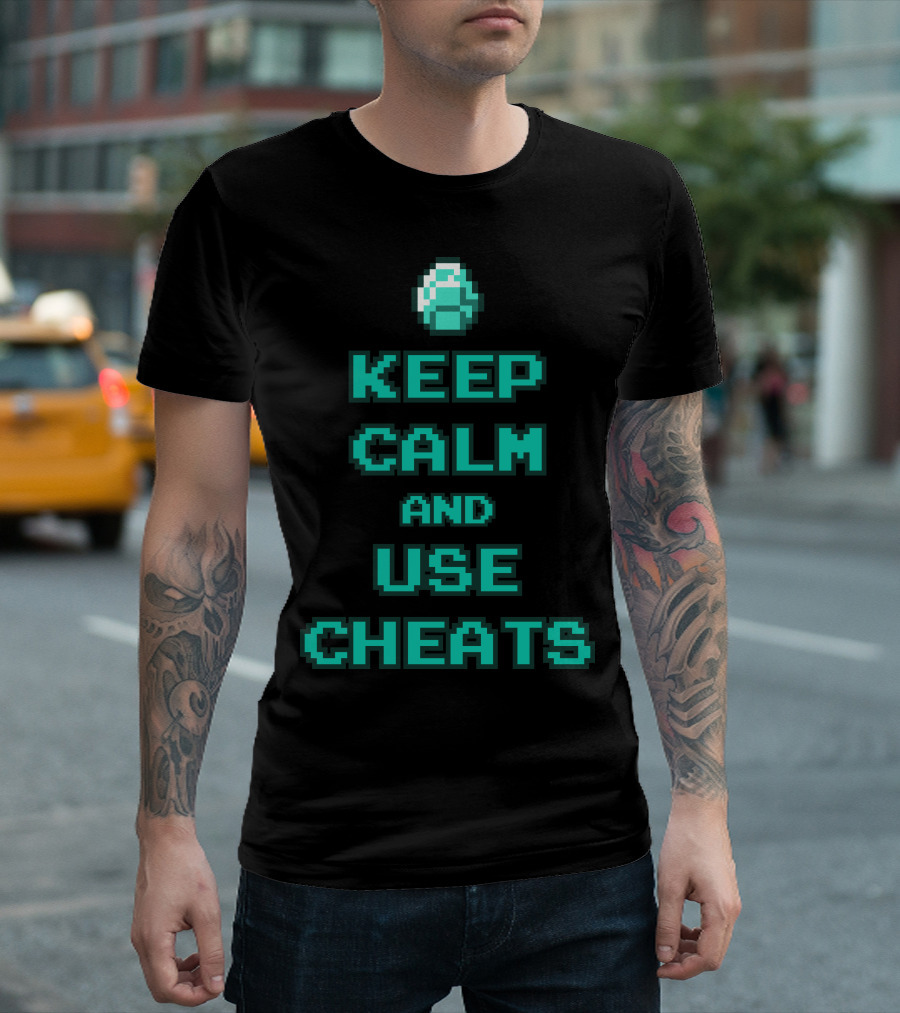 KEEP CALM AND USE CHEATS Pixel Art Gaming Egg T-Shirt