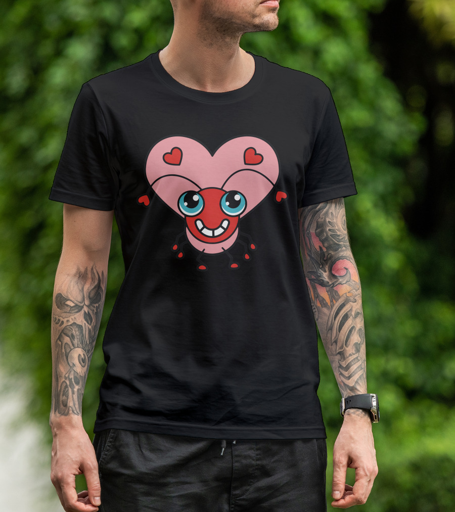 Adorable Coccinelle Heart-Shaped Ladybug With Smiling Face And Hearts T-Shirt
