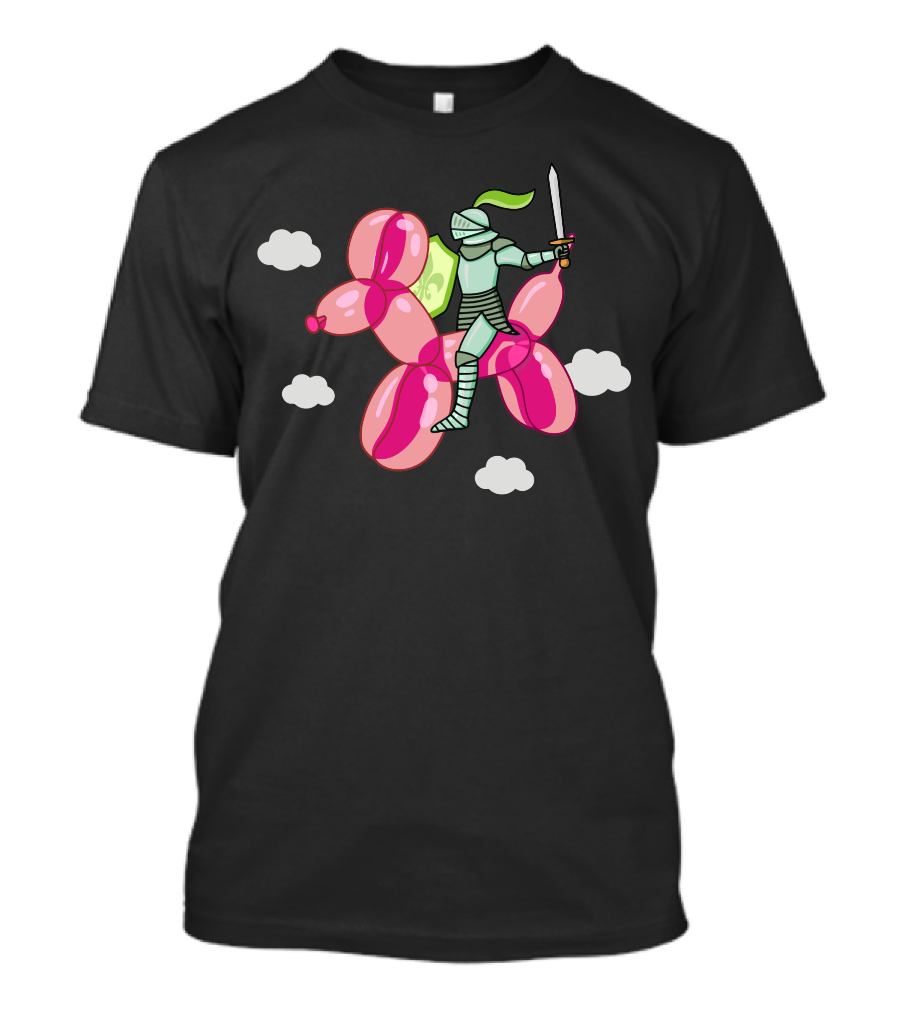 Air Knight Riding Pink Balloon Dog With Sword T-Shirt