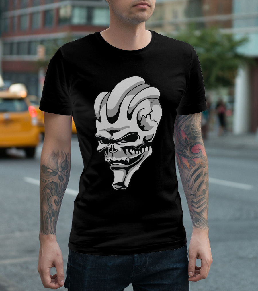 Alien Skull Horned Extraterrestrial Head T-Shirt