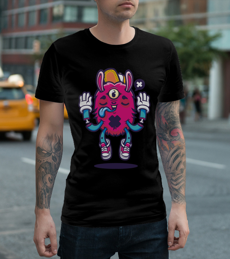 All Seeing Bunny Cyclops with Hat and Sneakers T-Shirt