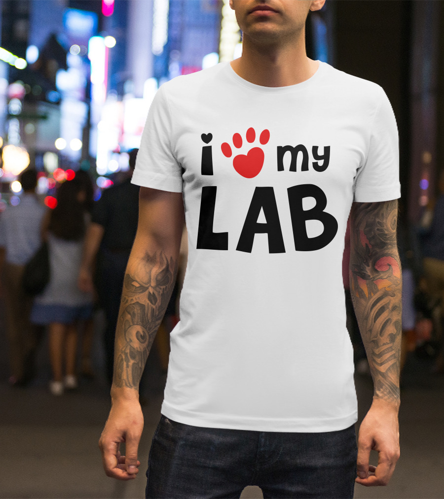 I Love My Lab Paw Print Heart Labrador T-Shirt
