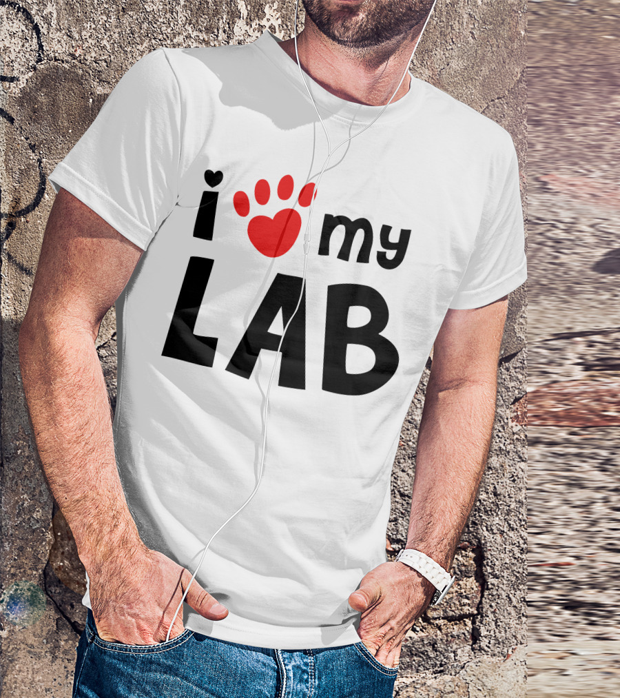 I Love My Lab Paw Print Heart Labrador T-Shirt