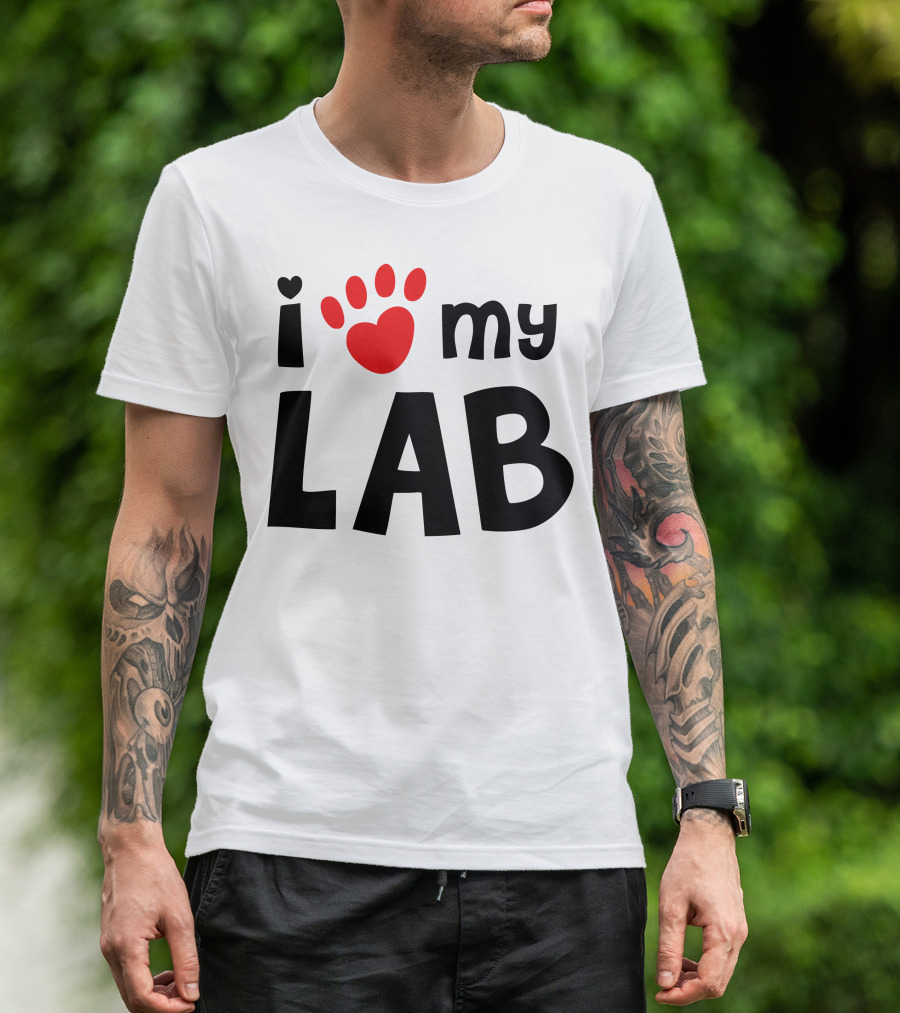 I Love My Lab Paw Print Heart Labrador T-Shirt
