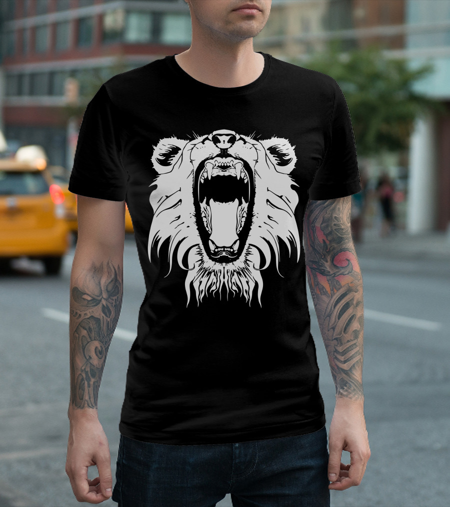 Lion Head Roaring Fierce Expression T-Shirt
