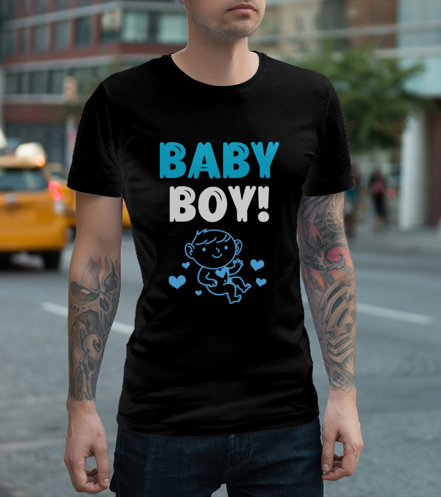 BABY BOY Cute Cartoon with Hearts T-Shirt
