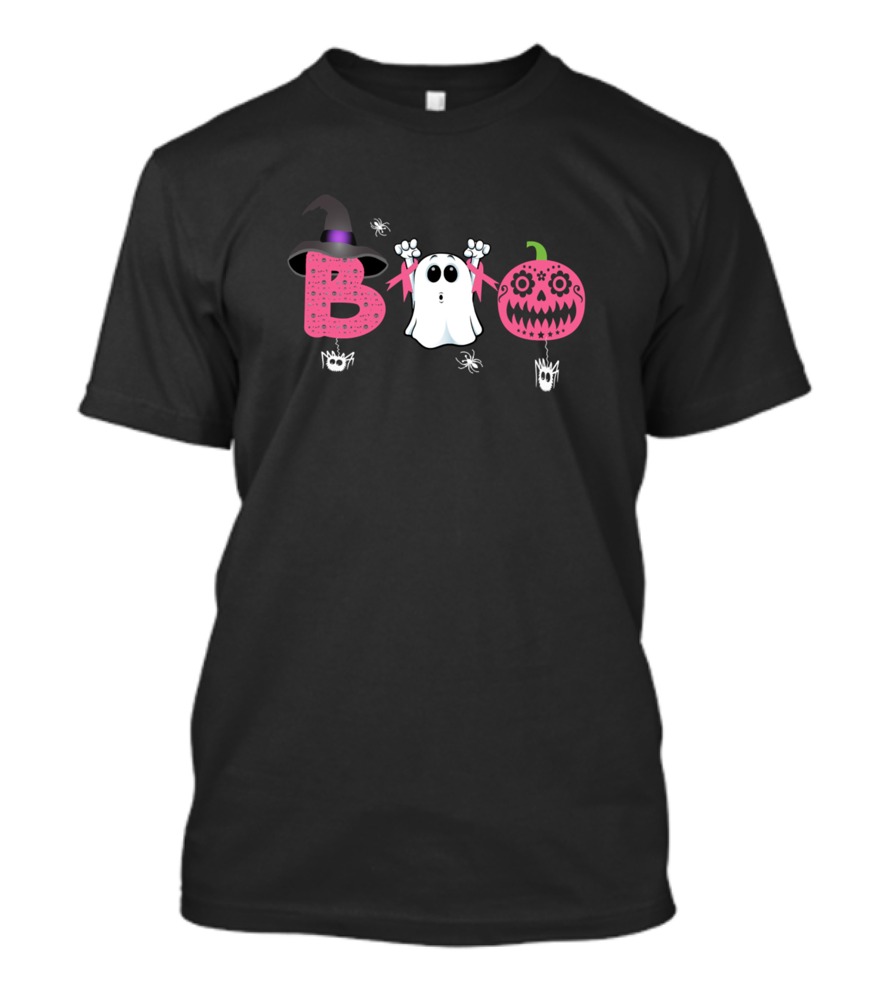 Boo Breast Cancer Awareness Ghost Halloween Pink Ribbon Pumpkin T-Shirt