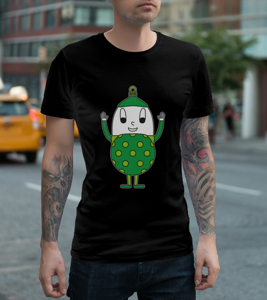 Christmas Ball Green Dotted Egg Character T-Shirt