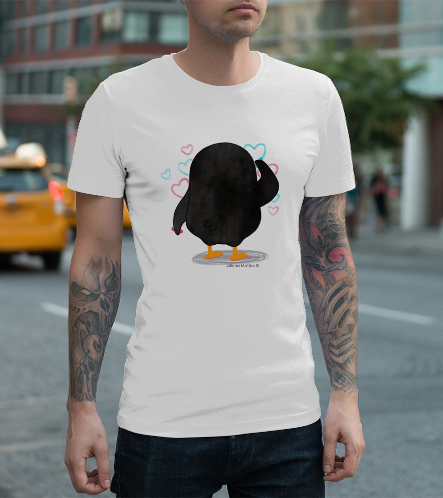 Drawing With Love Juliana Motzko Penguin Hearts T-Shirt