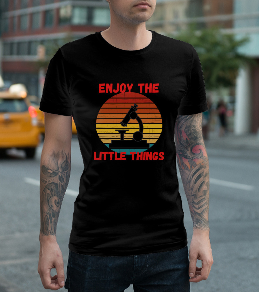 Enjoy The Little Things Vintage Sunset Microscope T-Shirt