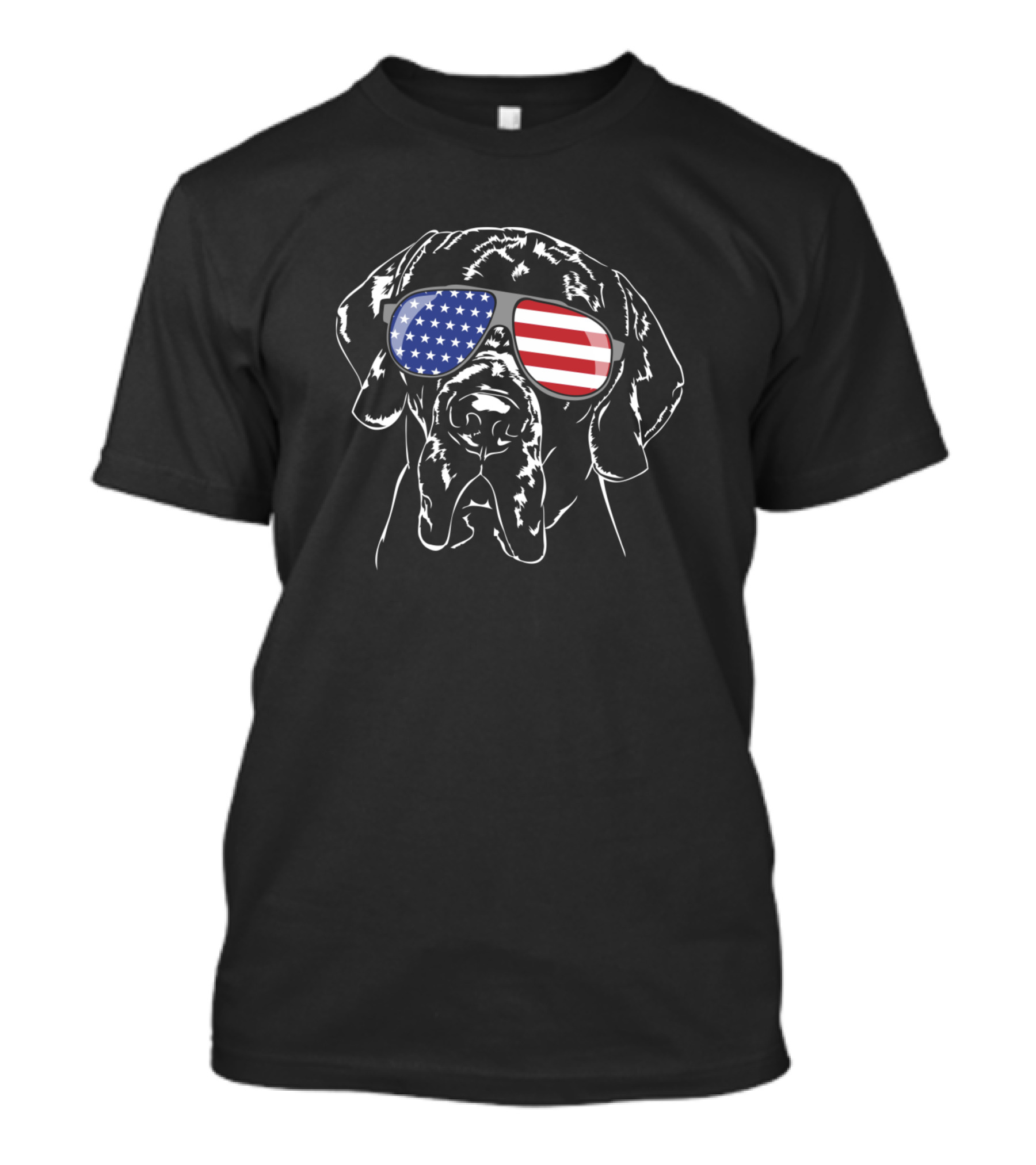Proud Funny Great Dane With American Flag Sunglasses Dog T-Shirt