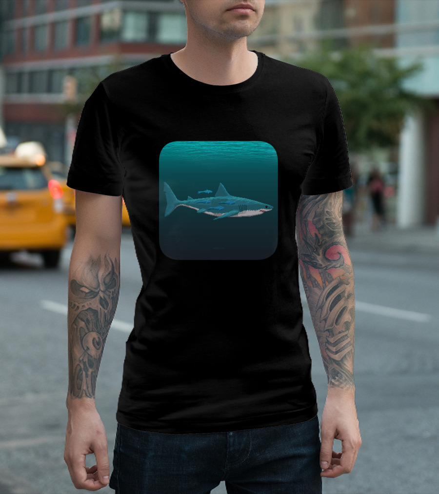 Great White Shark Underwater Scene T-Shirt