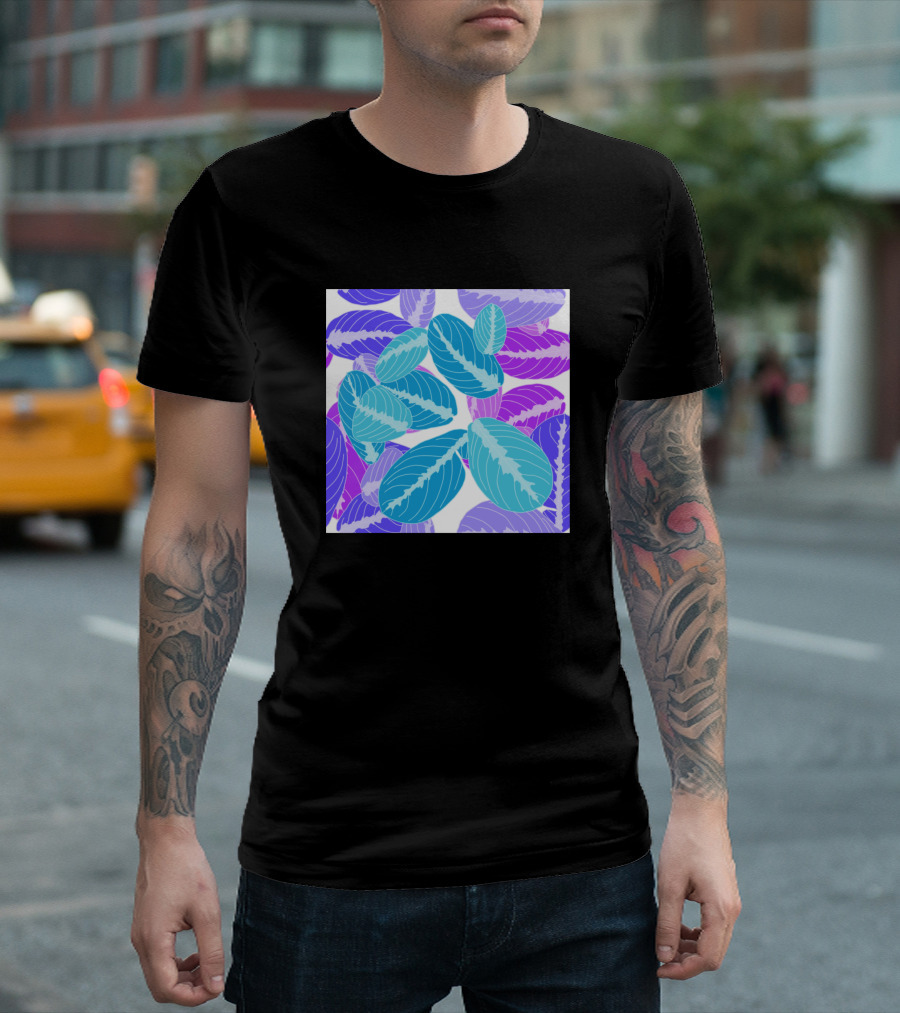 House Plant Leaves Vibrant Blue and Purple Leaf T-Shirt