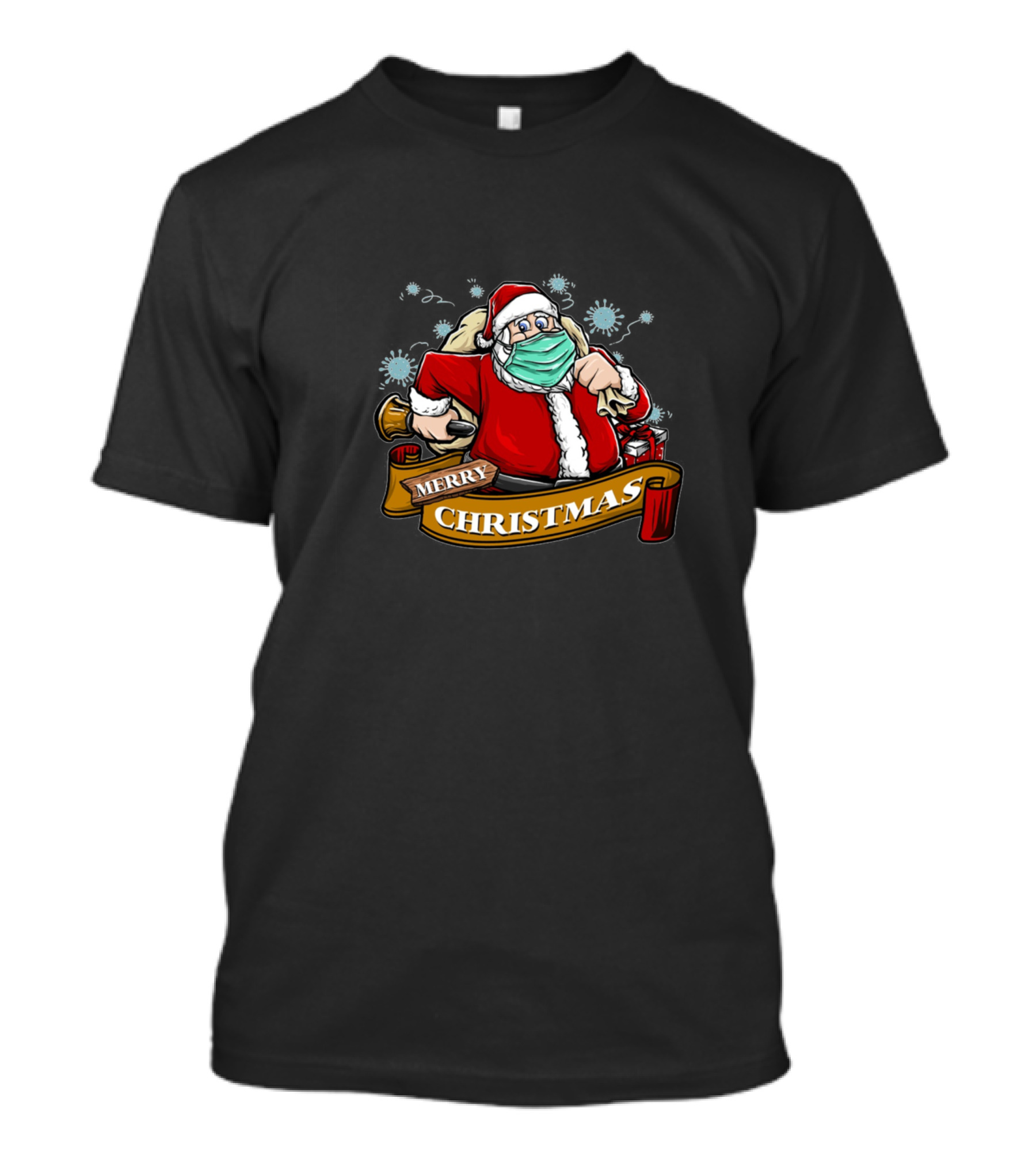 Merry Christmas Santa With Mask And Antibacterial Spray T-Shirt