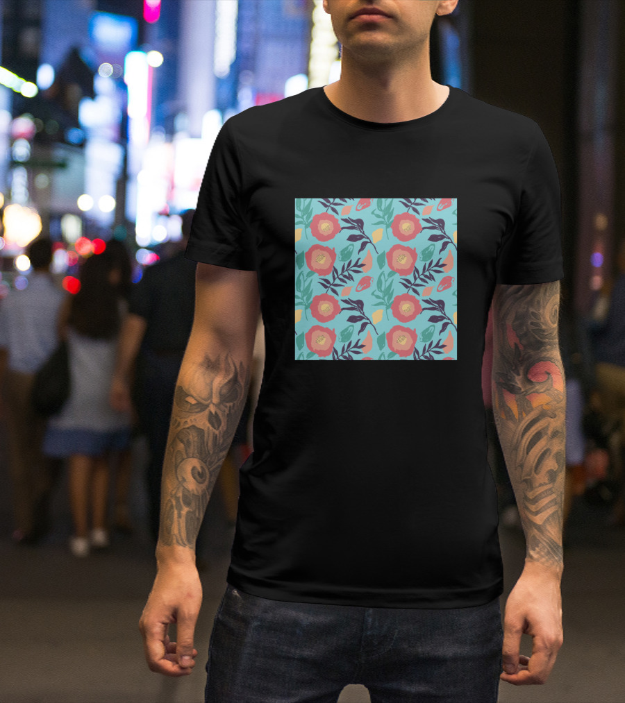 Modern Bright Botanical Floral Summer T-Shirt