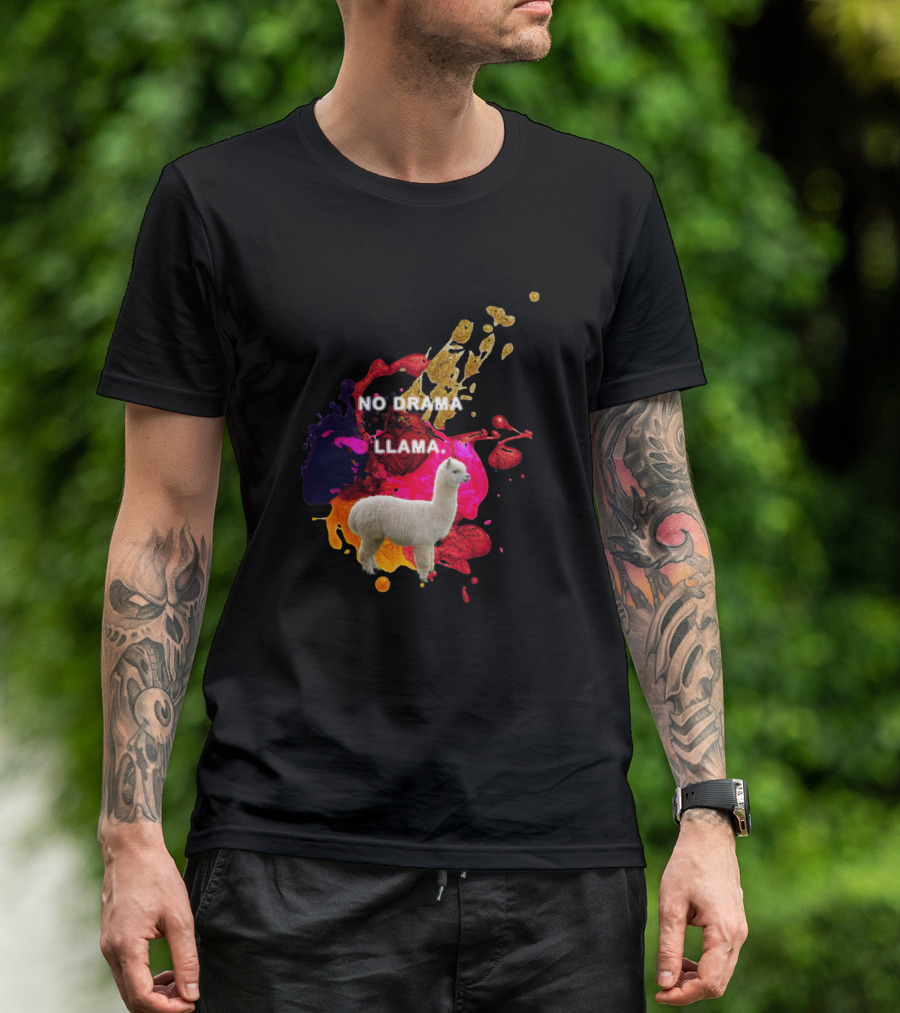 No Drama Llama On Colorful Splash Background T-Shirt
