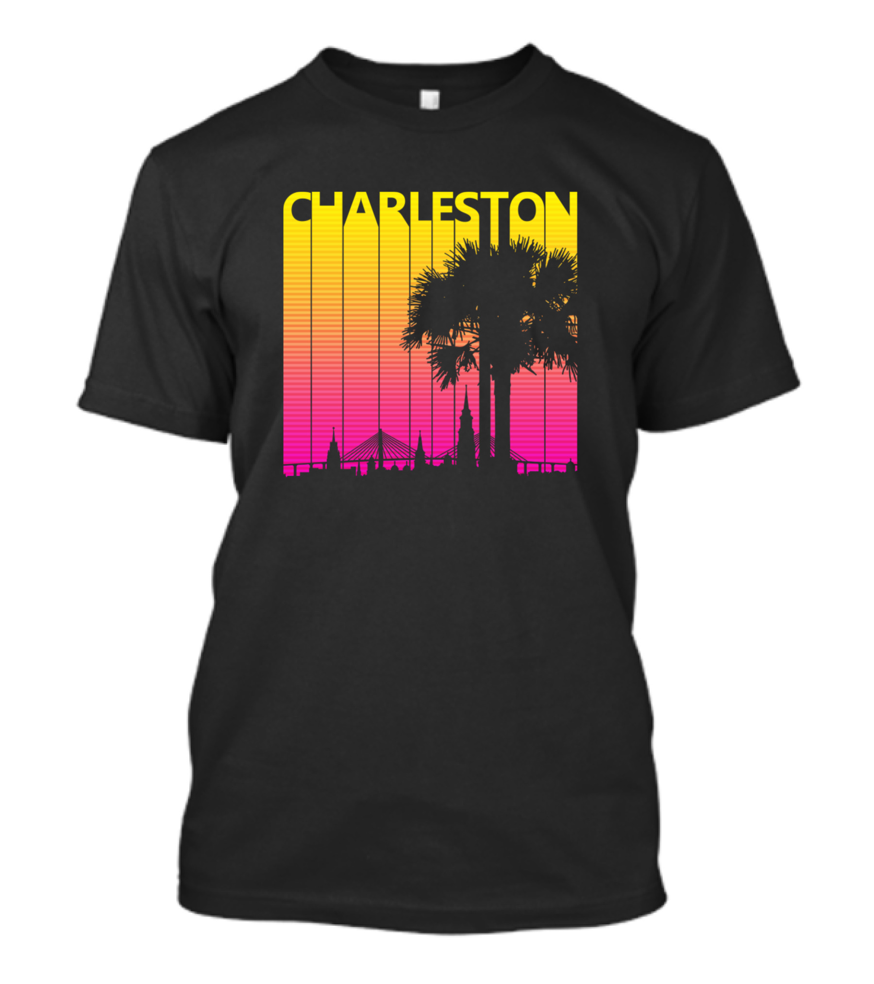 Charleston Skyline Retro 1980s Sunset Palmetto T-Shirt